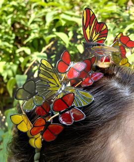 Faux Stained Glass Butterfly Crown Made From Recycled 