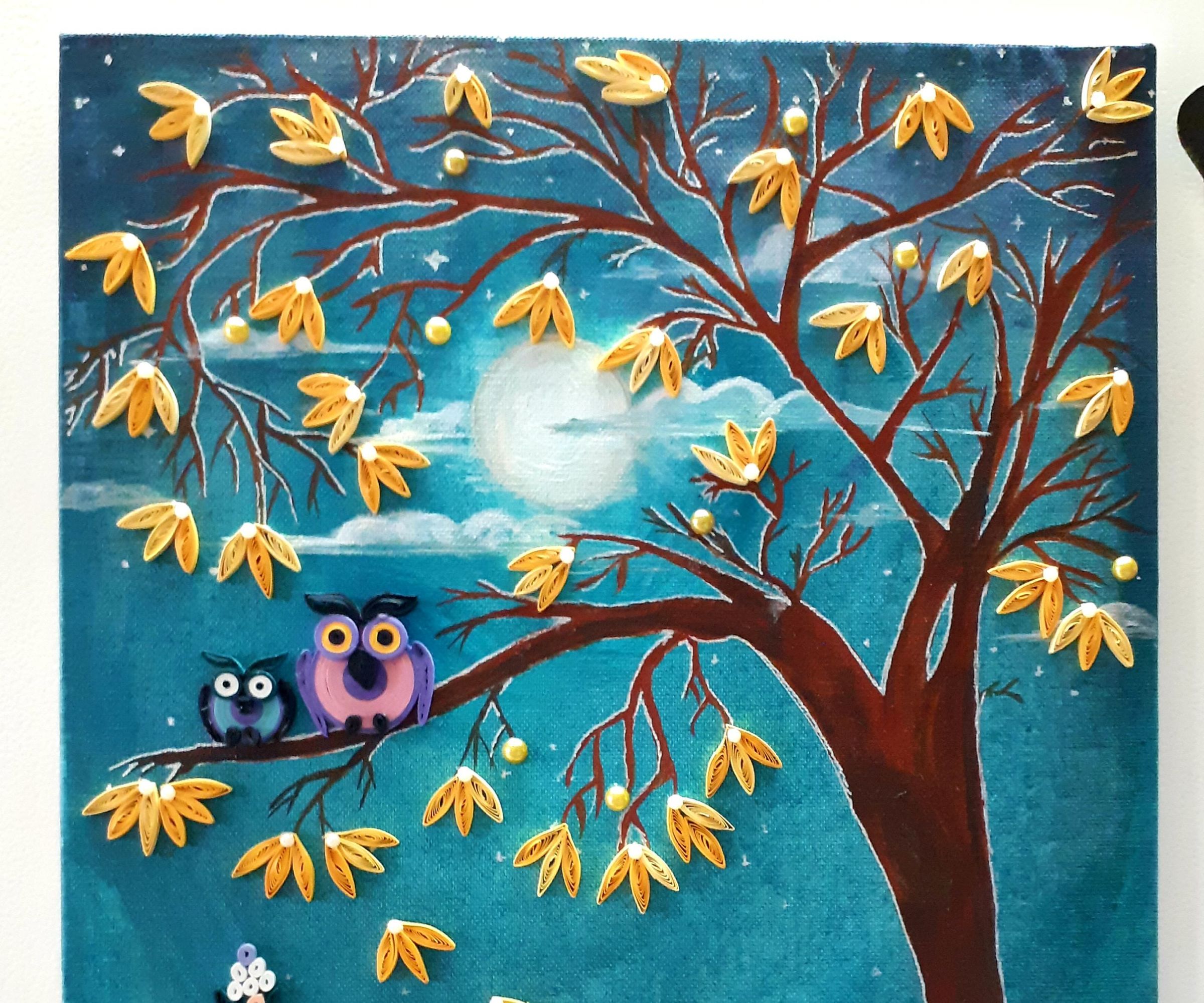 Quilling Mother and Daughter in a Moonlight Dream-garden