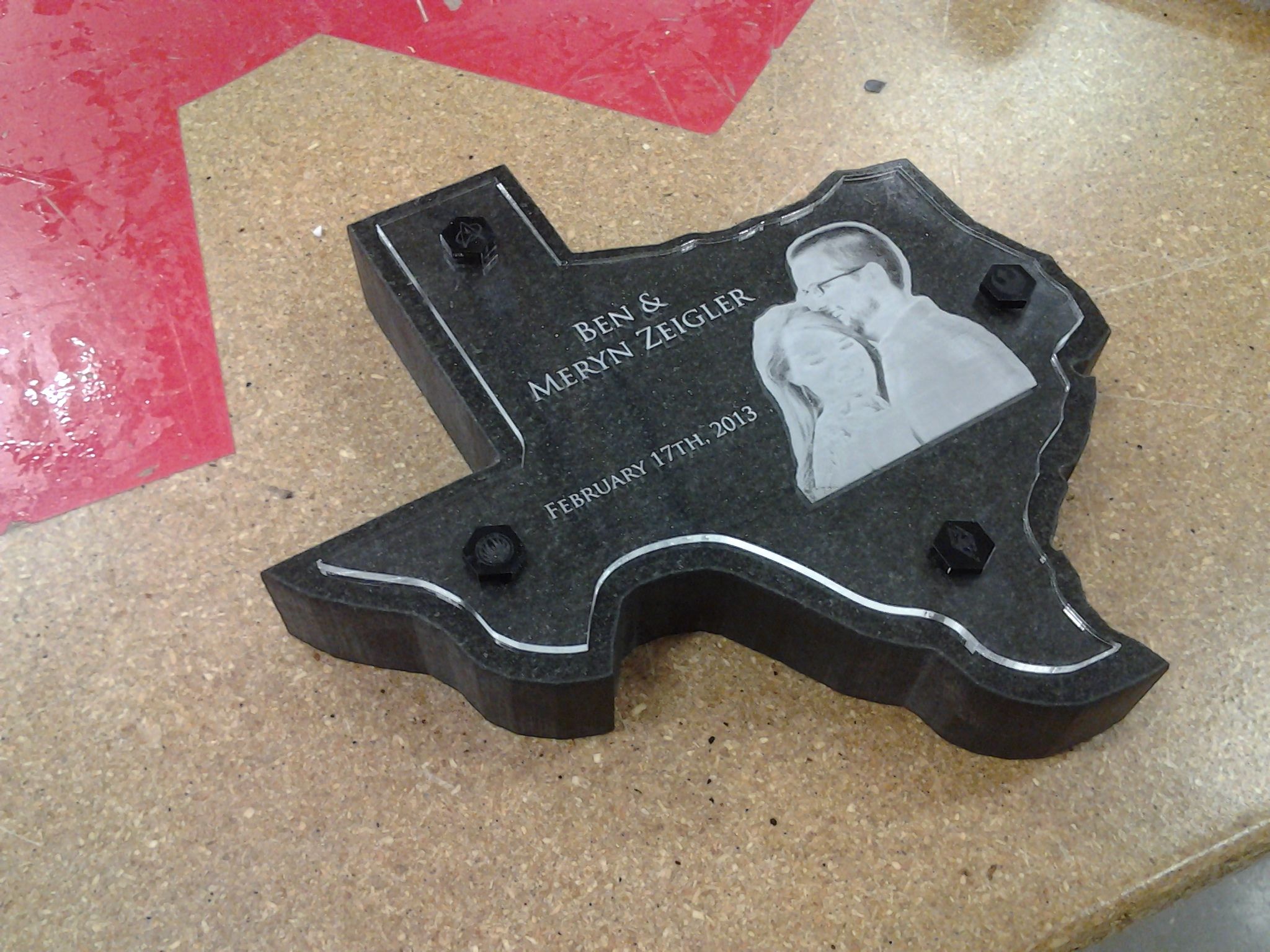 Custom Etched Granite Cut