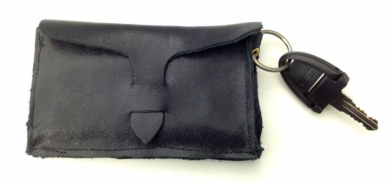 Leather Business Card Case W/ Keyring & Outside Pckt
