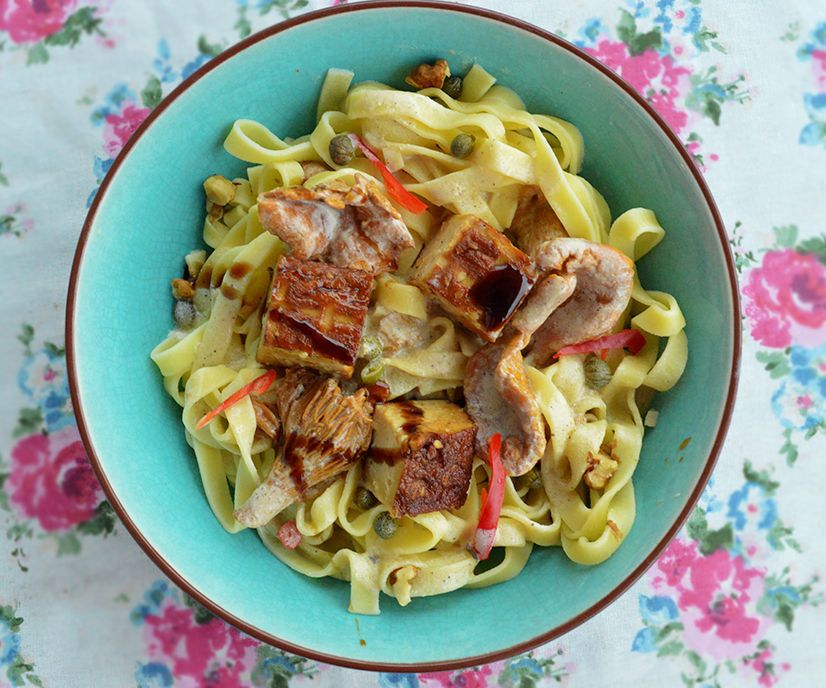 Pasta With Mushrooms and Smoked Tofu