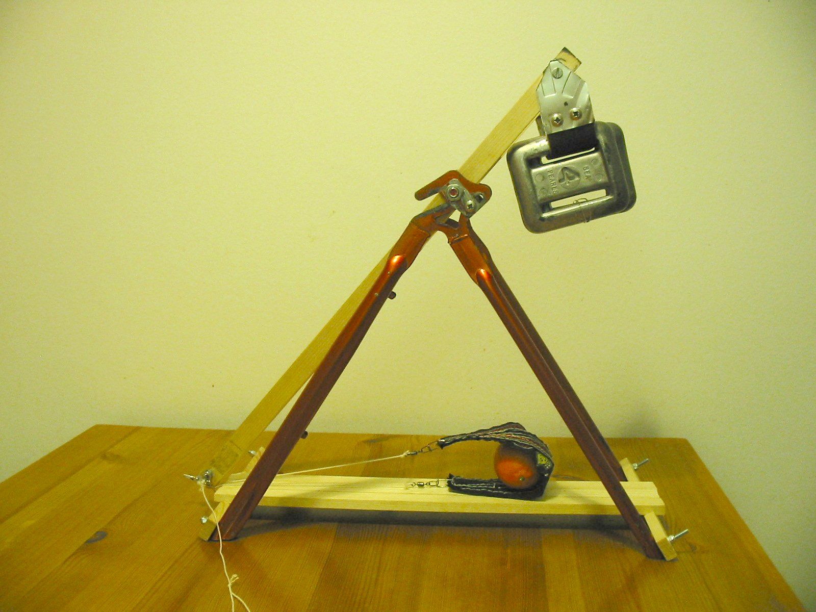 Desktop Trebuchet From Bicycle Frame
