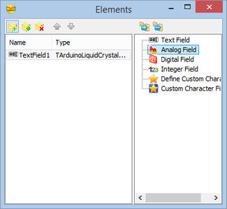 In Visuino: Add, and Setup Text and Analog Value Elements to Display the Latitude