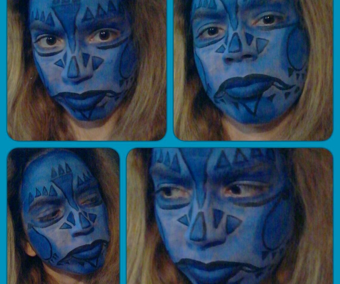 Blue Tribal Alien Face Paint
