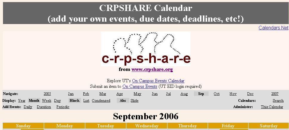 How to Add/Edit a CRPSHARE Calendar (My.Calendars.Net) Event