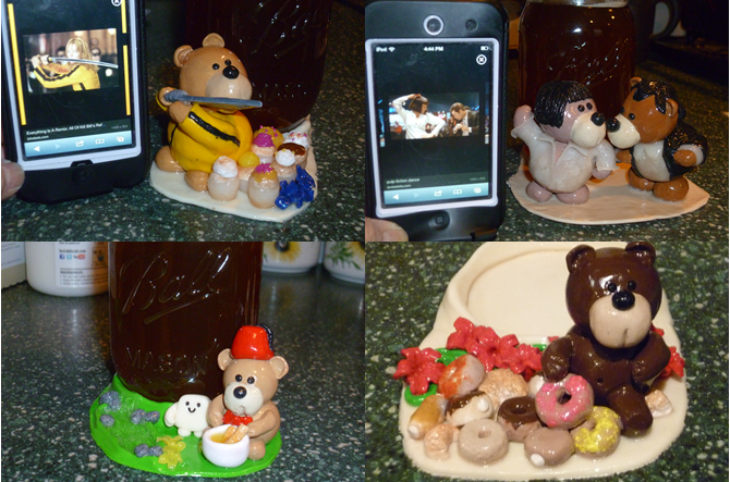 Polymer Clay Bear Honey Jar Holder Gifts