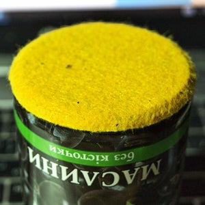 For Reliable Fixing of a Felt Patch, We Cut It in a Slightly Bigger Diameter and We Wrap the Edge Over a Metal Sides of the Jar: 