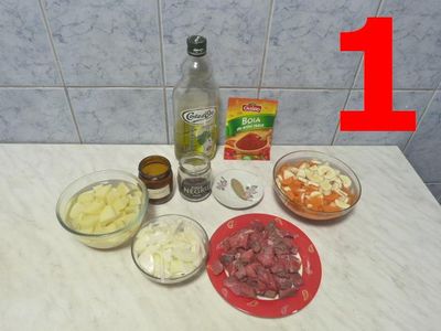 Gathering the Ingredients, Peeling Vegetables and Cutting Meat