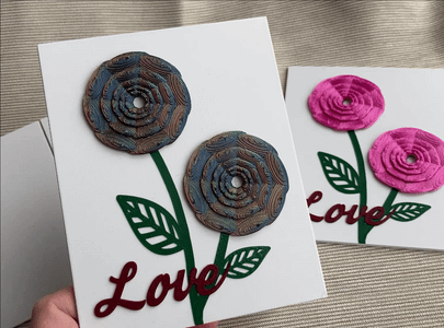 Finished Valentine Card With Flowers