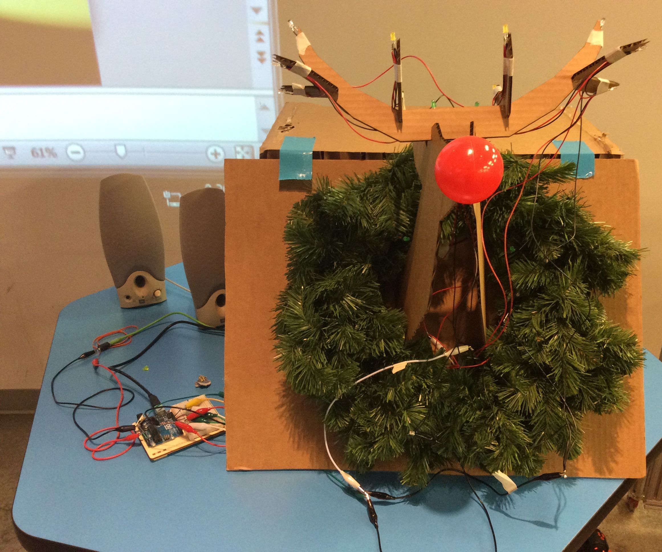 Cardboard Reindeer Head Light Show