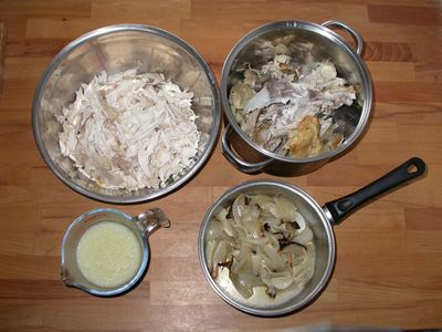 Preparing the Filling: Stripping the Chicken