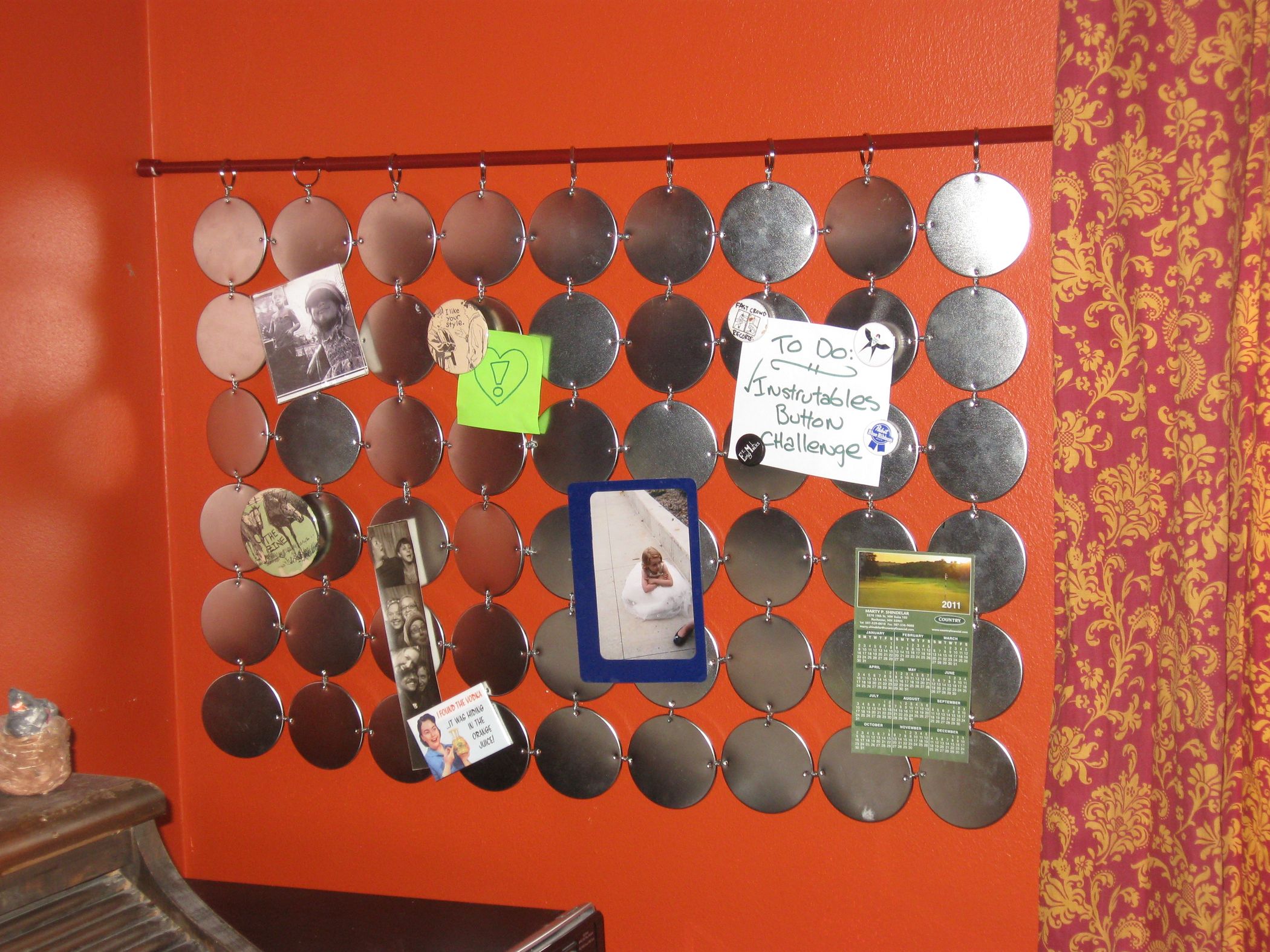 Button Face Quirky Memo Board/ Collection Display/ Valance