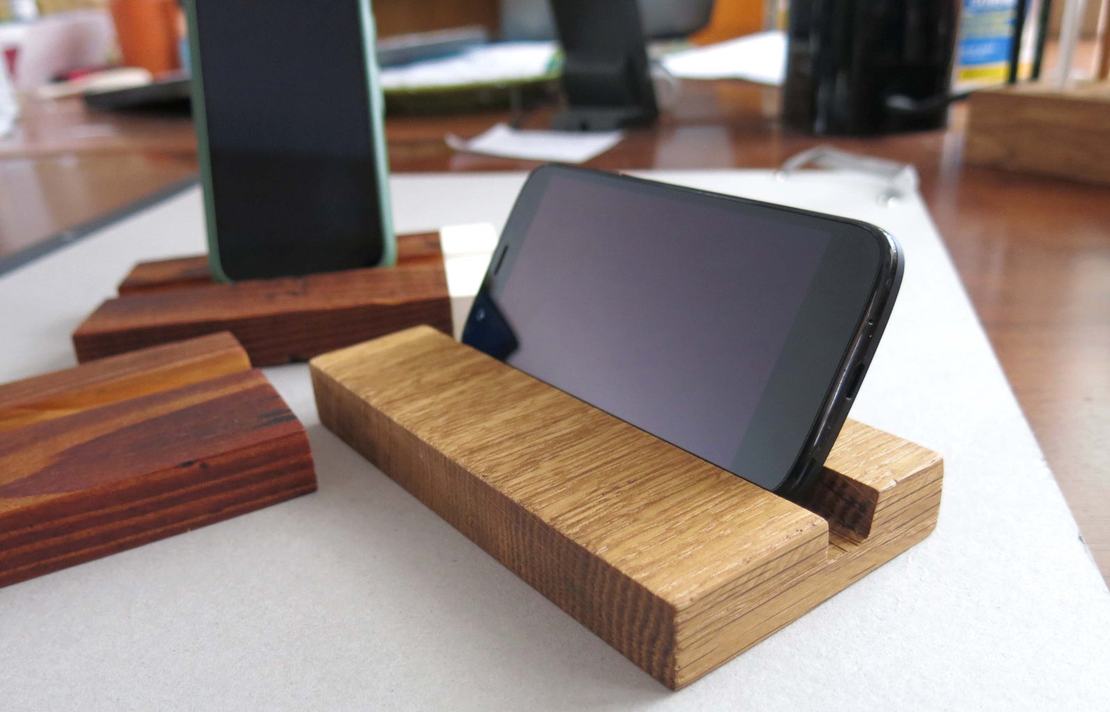 Creating a diy wooden phone stand with a natural finish