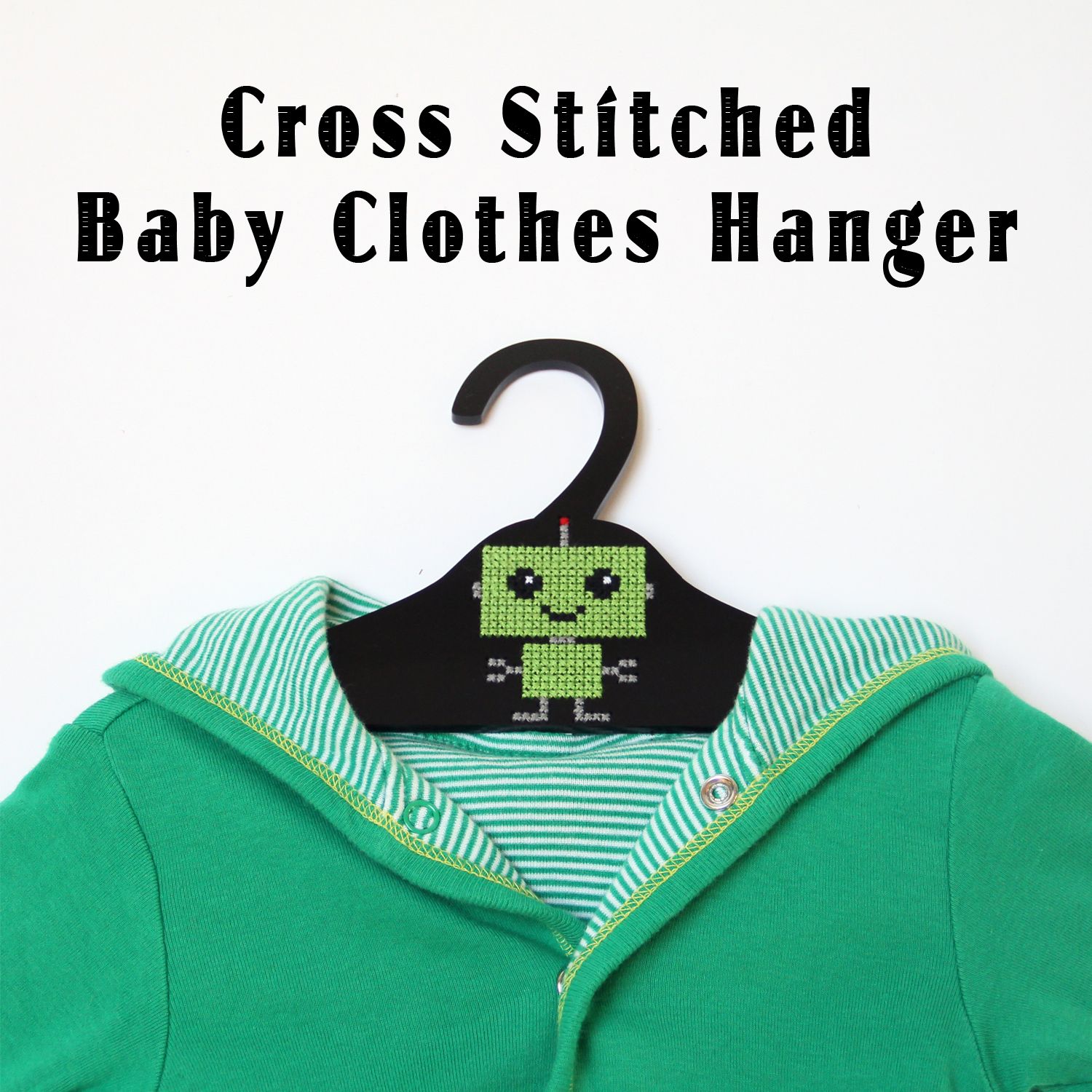 Cross Stitched Baby Clothes Hanger
