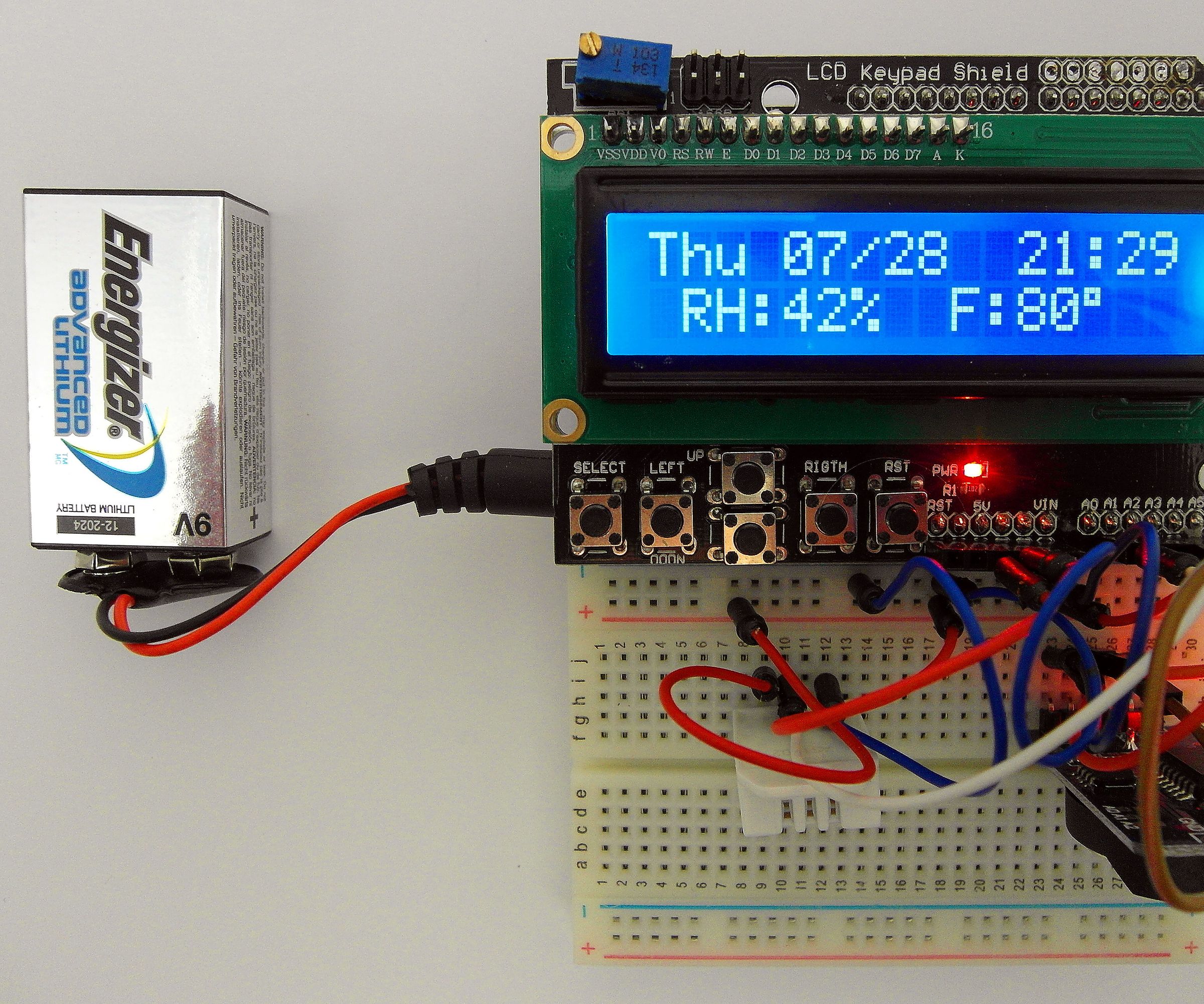 Day of the Week, Calendar, Time, Humidity/Temperature With Battery Saver