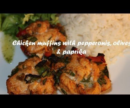 Chicken Muffins With Pepperonis, Olives & Paprika Recipe