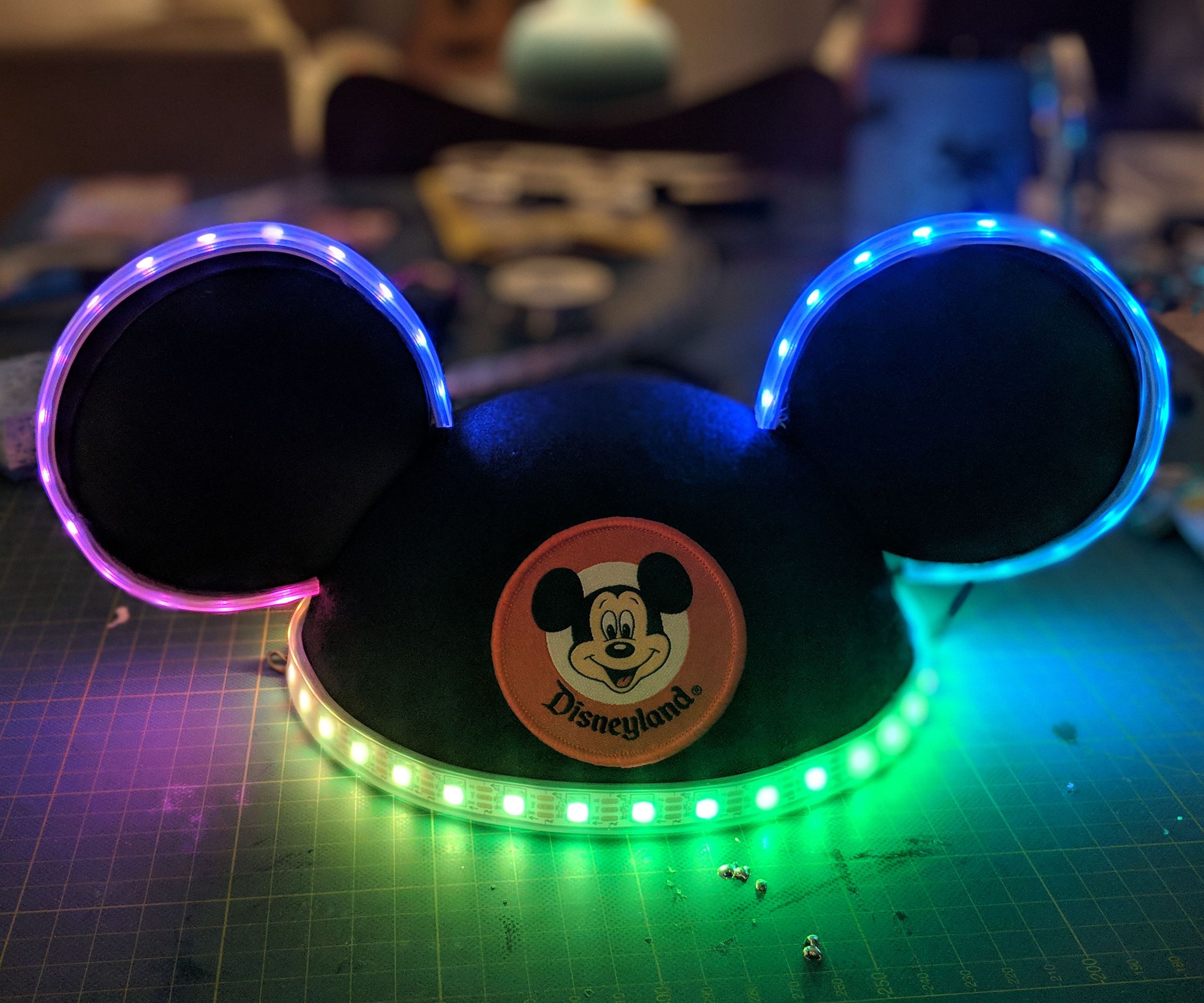 Custom Glowing Multicolored Mickey Ears