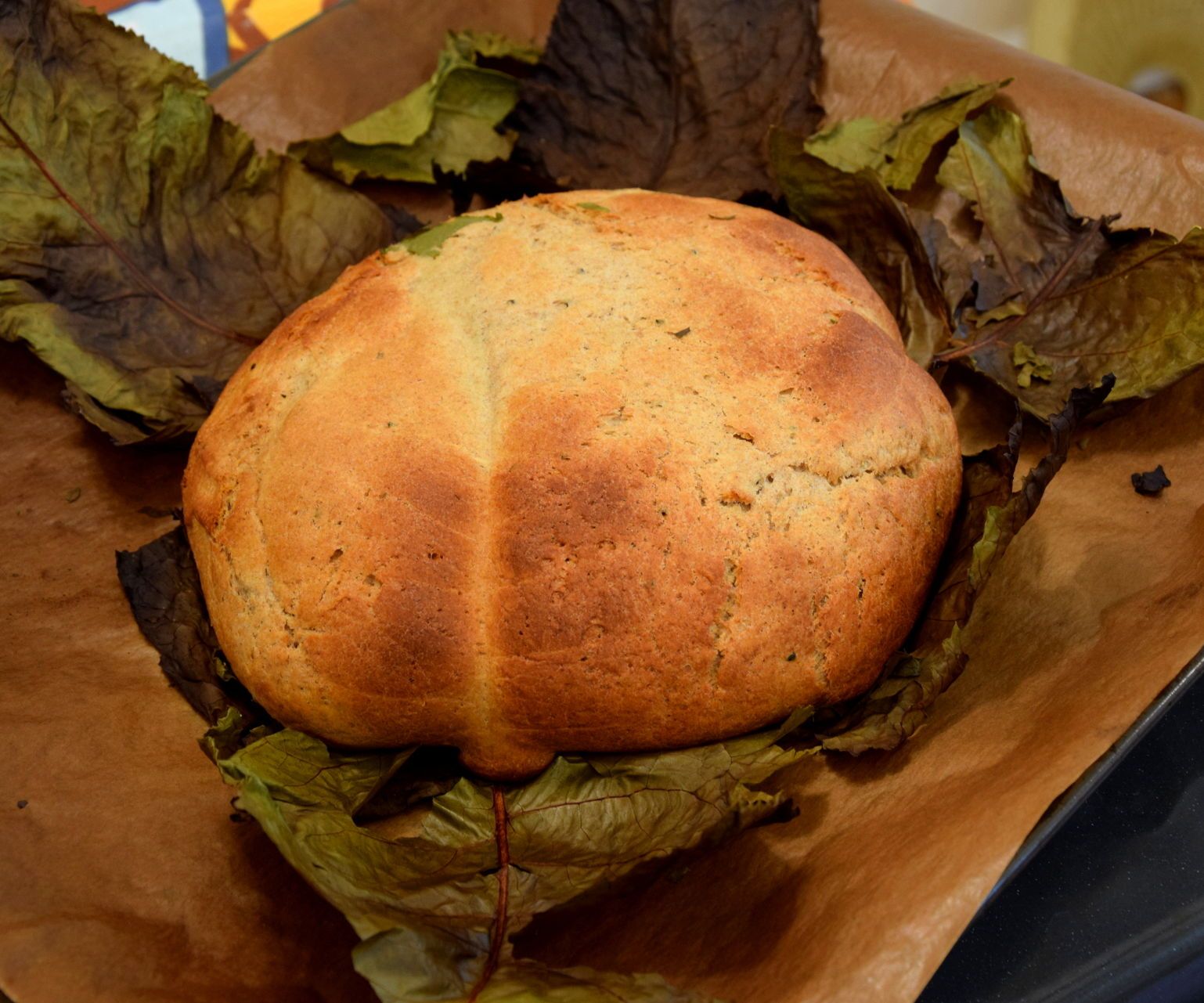 Bread in Horseradish Leaves (Polish Traditional Bread)