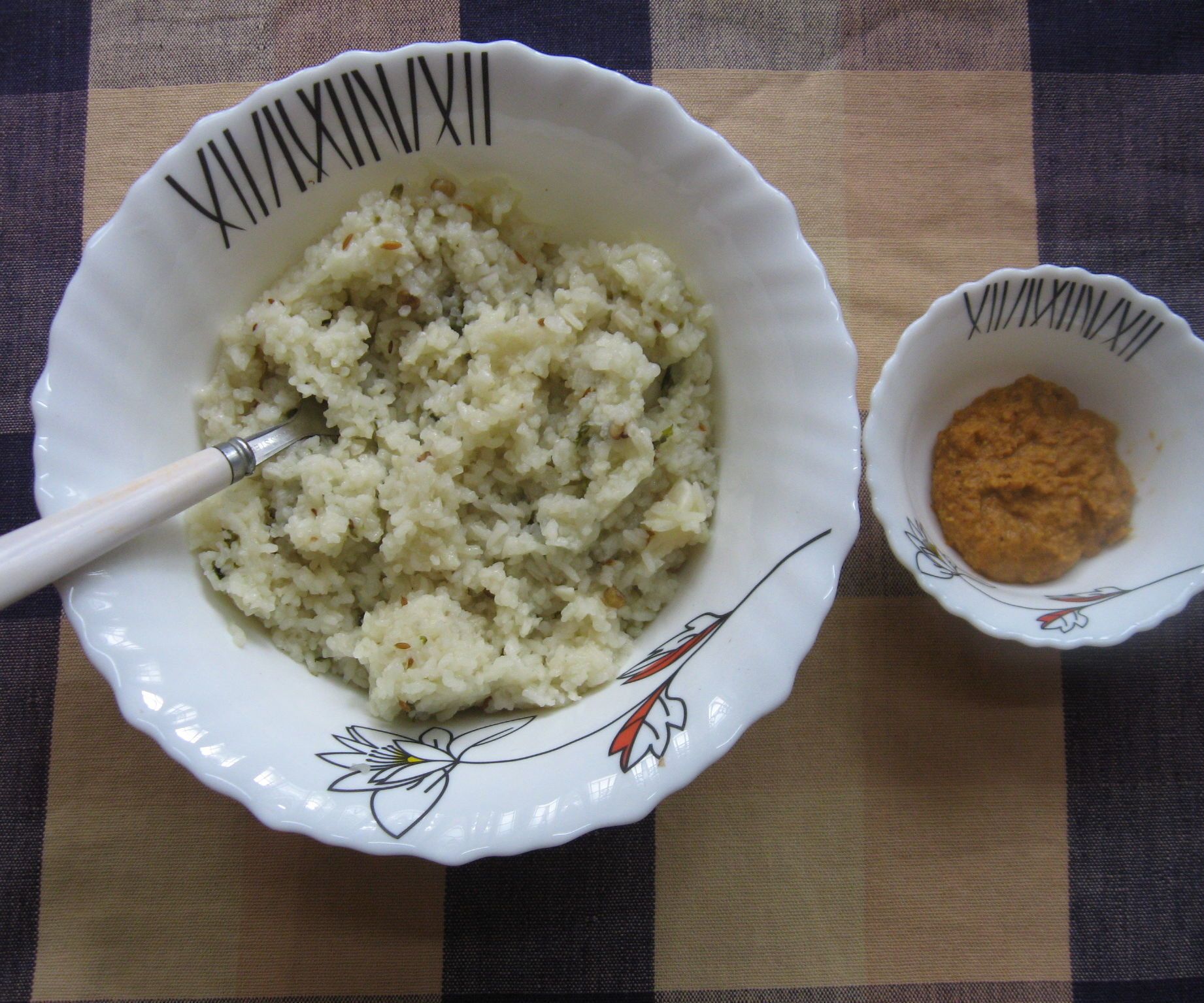 Garlic Rice With Chickpea Lentils Chutney