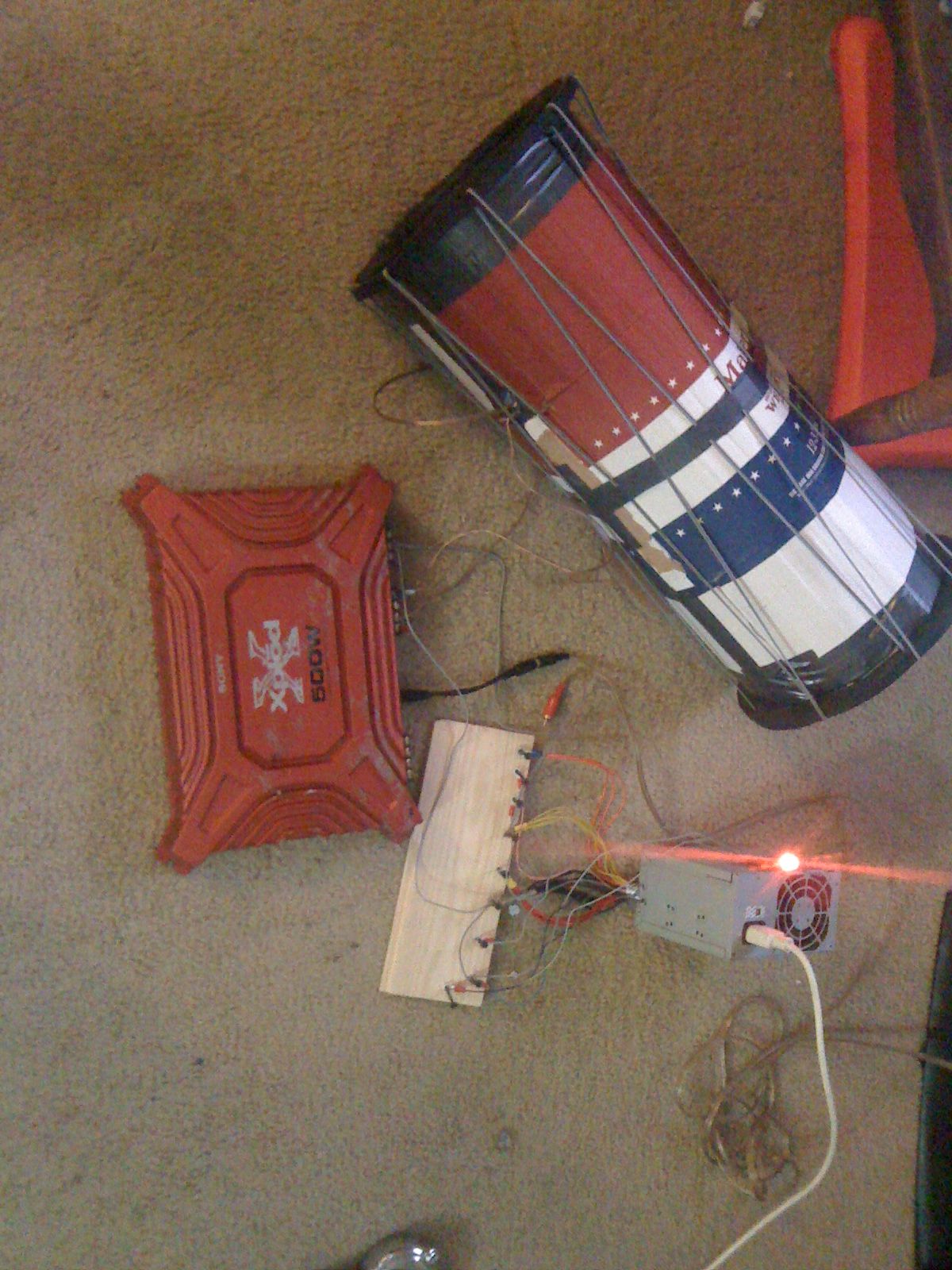 Cardboard Subwoofer tube + Amp powered by desktop PSU