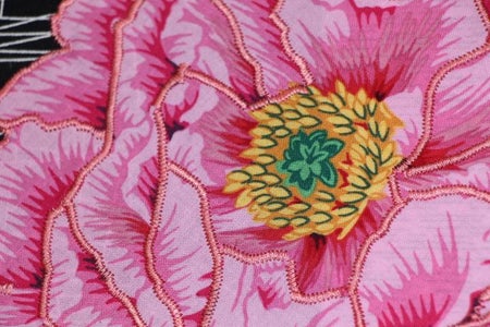 Edge Stitching the Applique Onto the Background Fabric