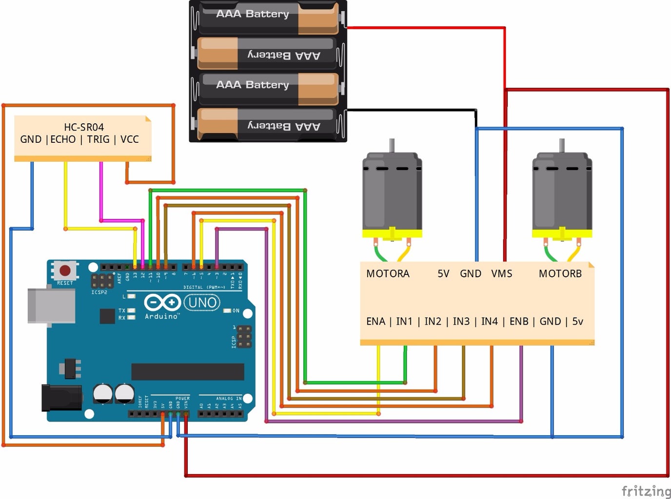 Very Simple Robot for Beginners 5 Steps with Pictures Circuit Diagram