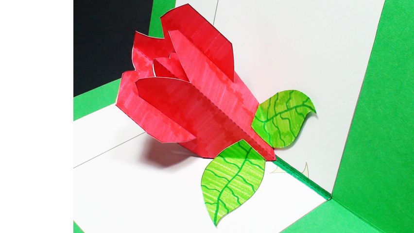 How to Make a Rose Pop Up Card (Kirigami 3D) Valentines Day Greeting Card!