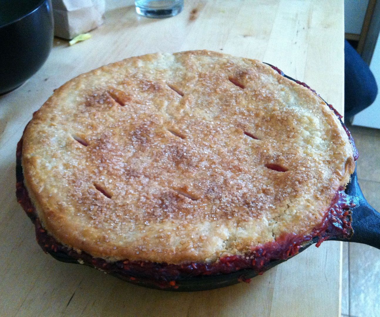 Cast Iron Peach Raspberry Pie
