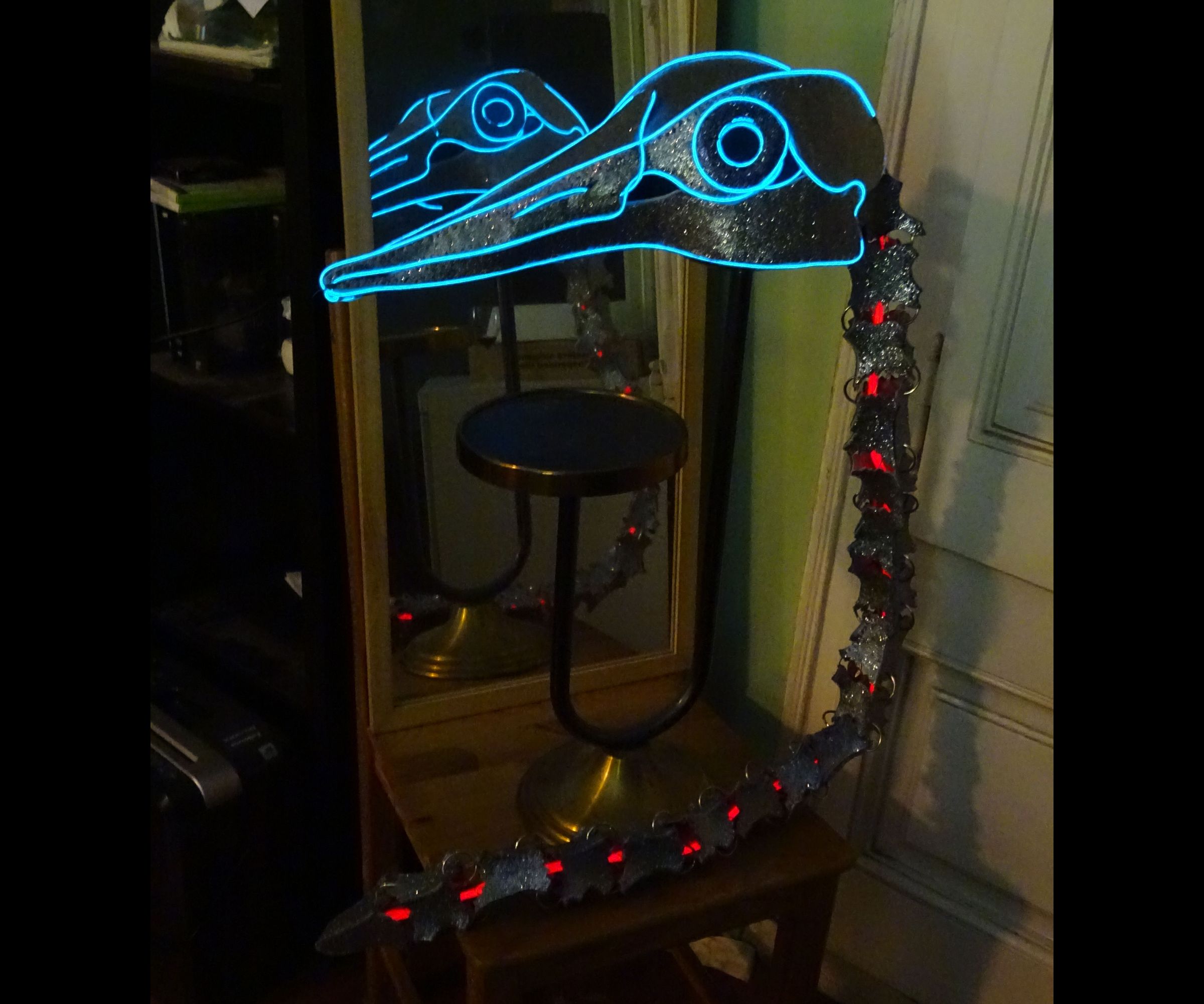 Ancient Bird Skeleton EL Wire Headdress