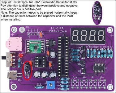 Install 1pcs 1uF 50V Electrolytic Capacitor at C3