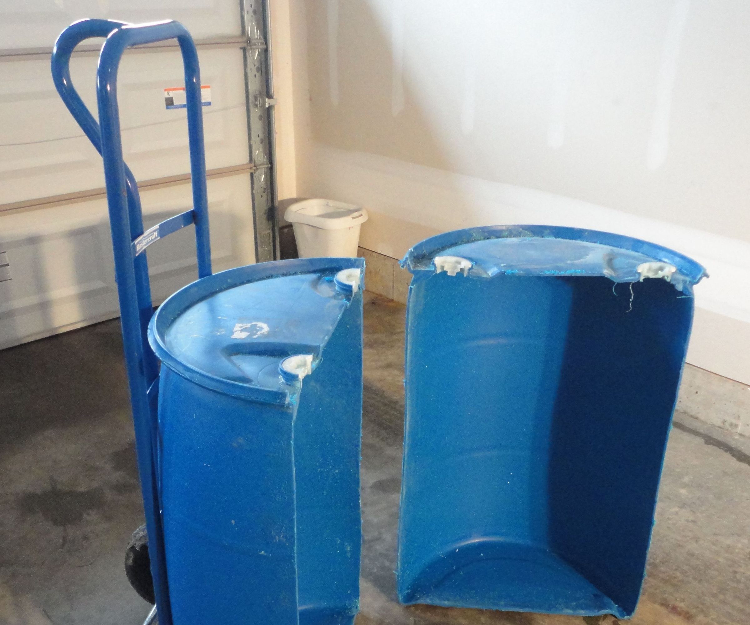 Wheelbarrow Made From Plastic Barrel.