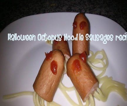 Halloween Octopus Noodle Sausages Recipe