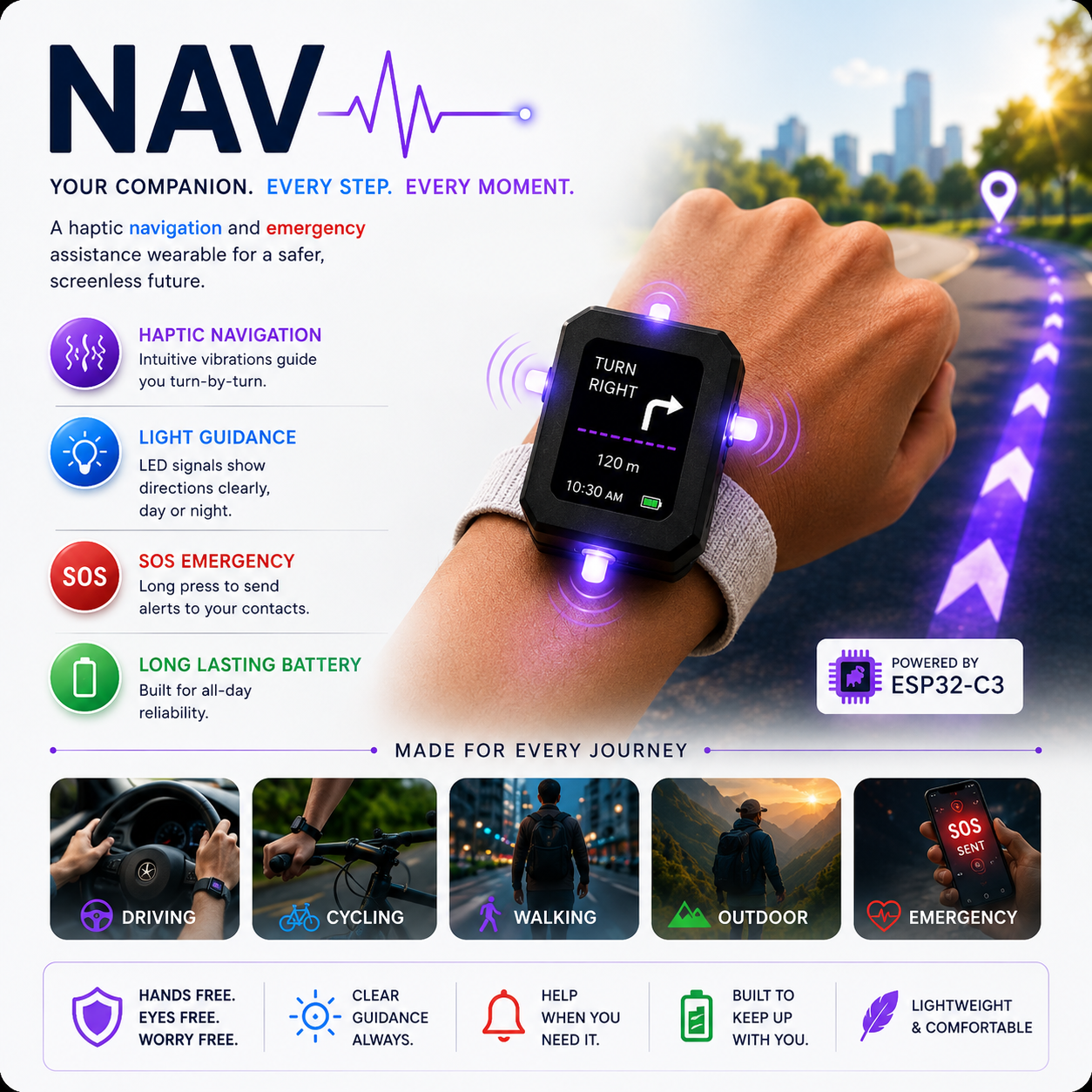 NAV — a Screenless Haptic Navigation Band for a Safer Future : 7 Steps ...