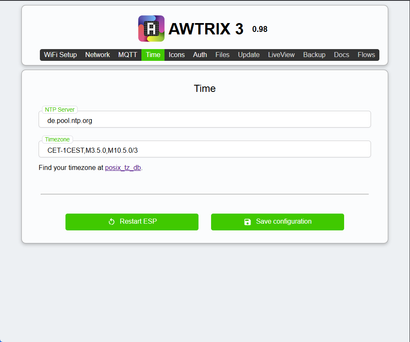 Wi-Fi Setup and AWTRIX Configuration
