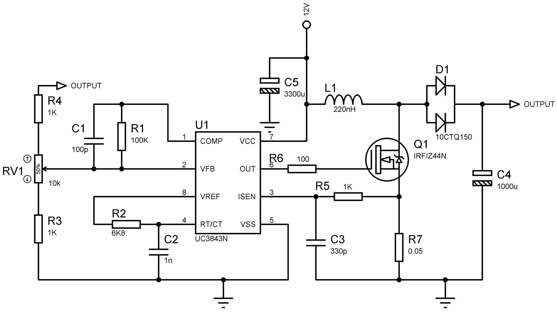 DC BOOST CONVERTER Circuit Diagram