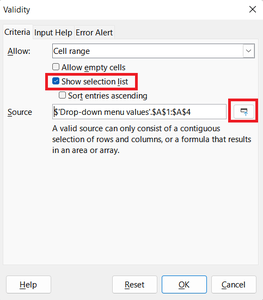 Limiting the Cell Values to the 4 Pre-defined Values