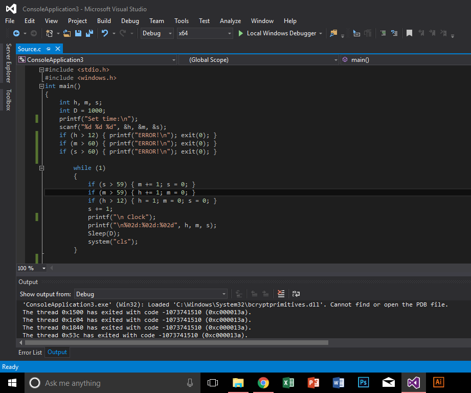 Simple Clock in Language C