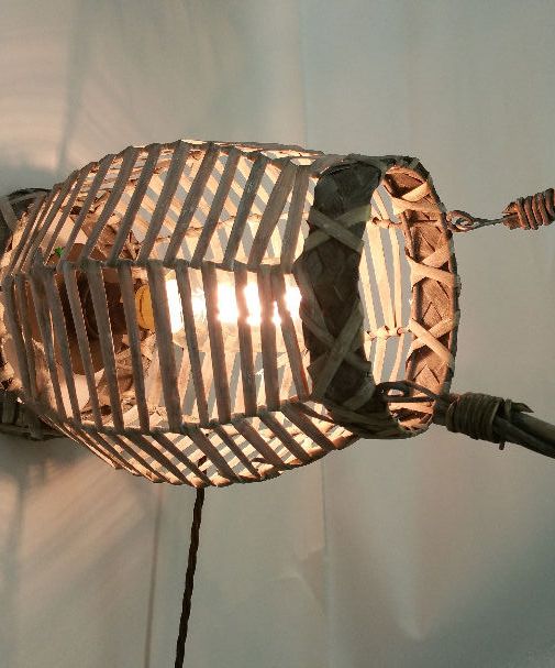 Upcycled Rattan Edison Lamp