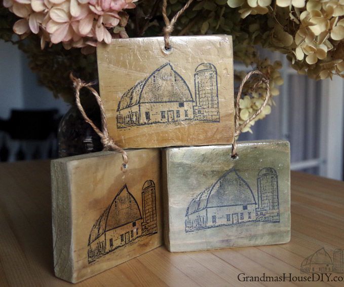 Barn Christmas Ornament Using Mod Podge Photo Transfer