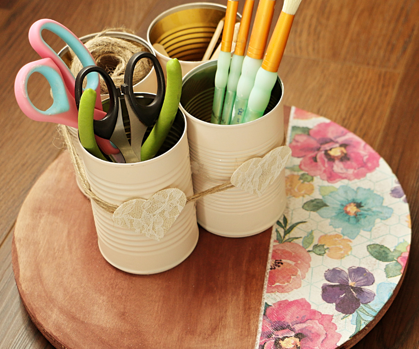 DIY CUTE TABLETOP ORGANIZER USING METAL CANS : 7 Steps (with Pictures ...