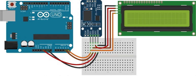 Wire the LCD and the Clock Module