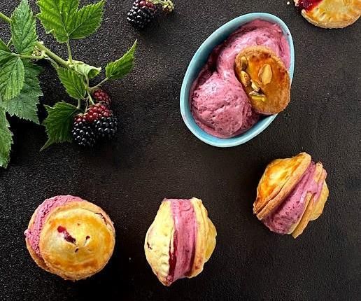 Blackberry Hand Pie Ice Cream Sandwiches