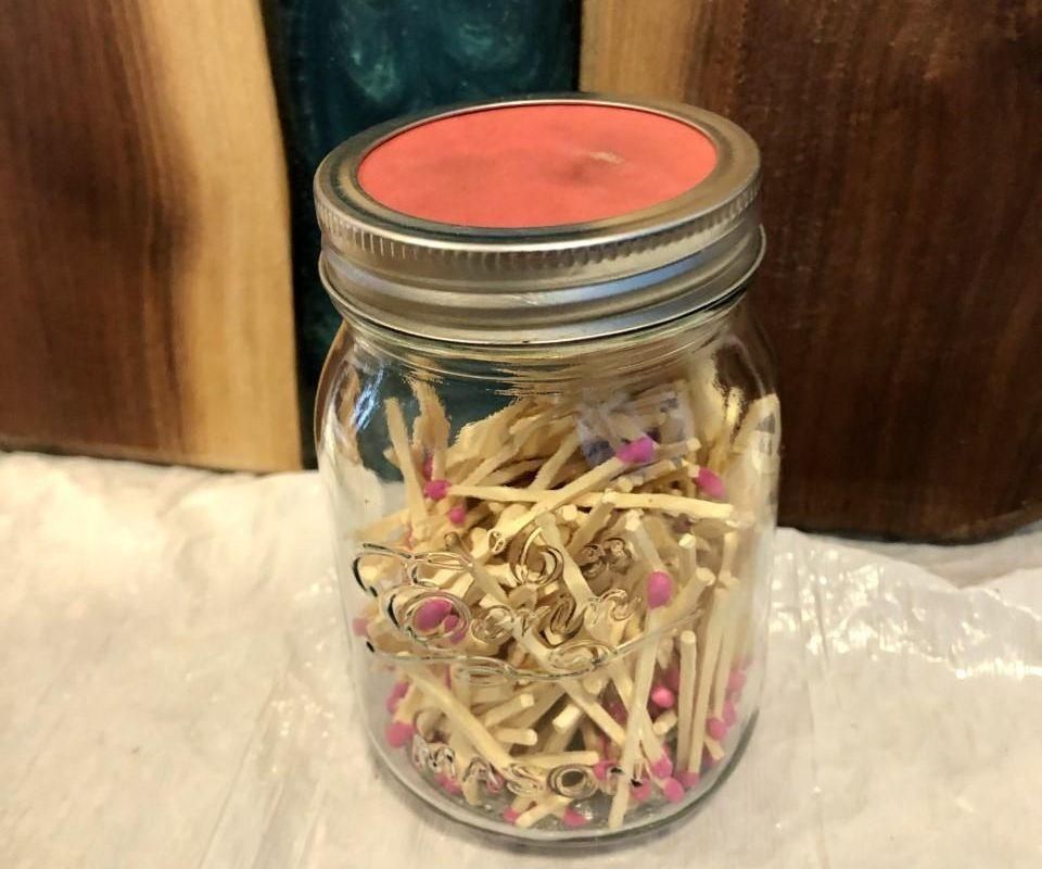 Always Dry Mason Jar Match Holder