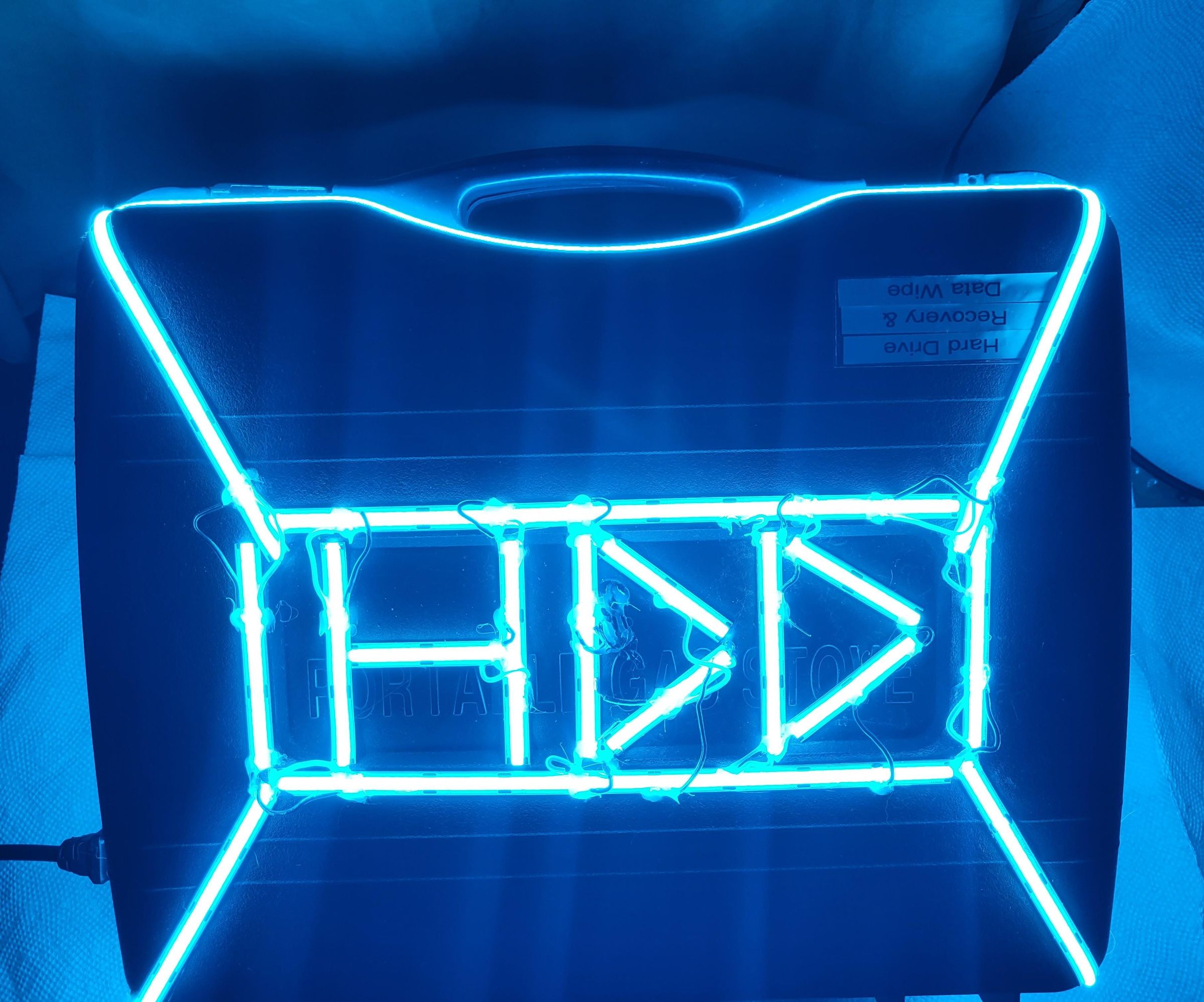 Computer in a Briefcase Hard Drive Tools Recovery & Wiping – Highly Portable HDD Managing SATA, IDE, & Flash Memory Cards. Tron Style Glowing Outside!