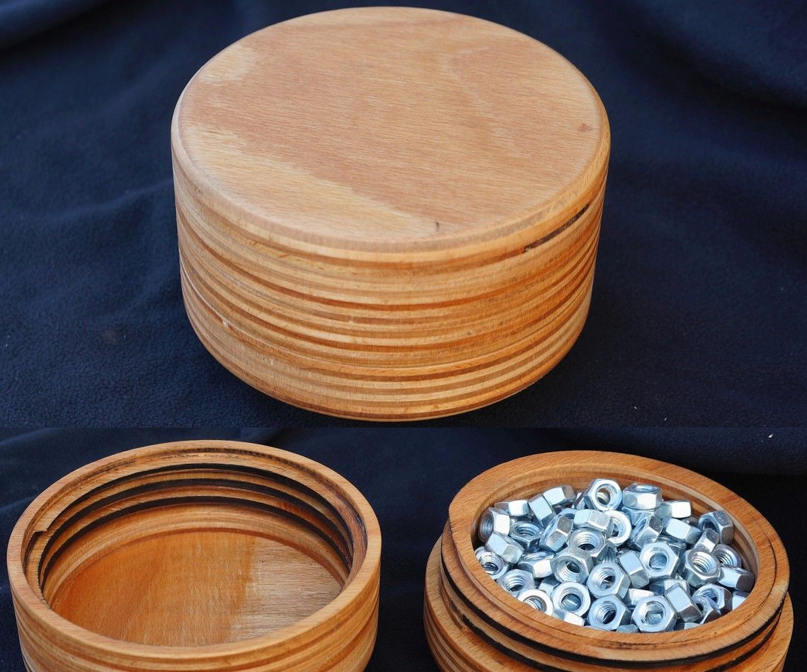 Wooden Tin With Threaded Lid