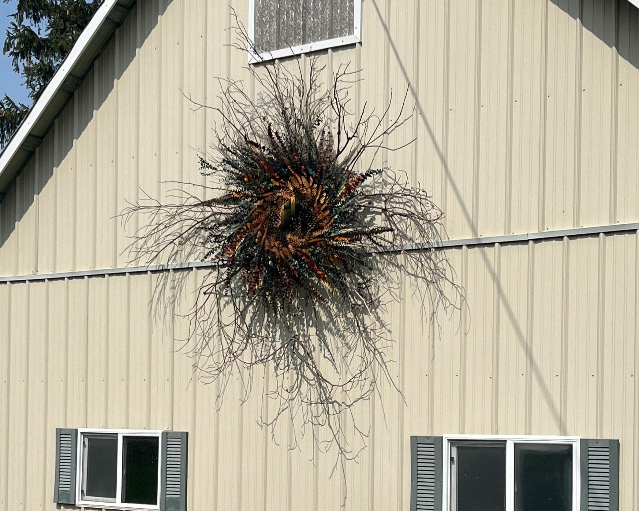 Rustic Barn Wreath Made From Native Branches, Vines & Pinecones