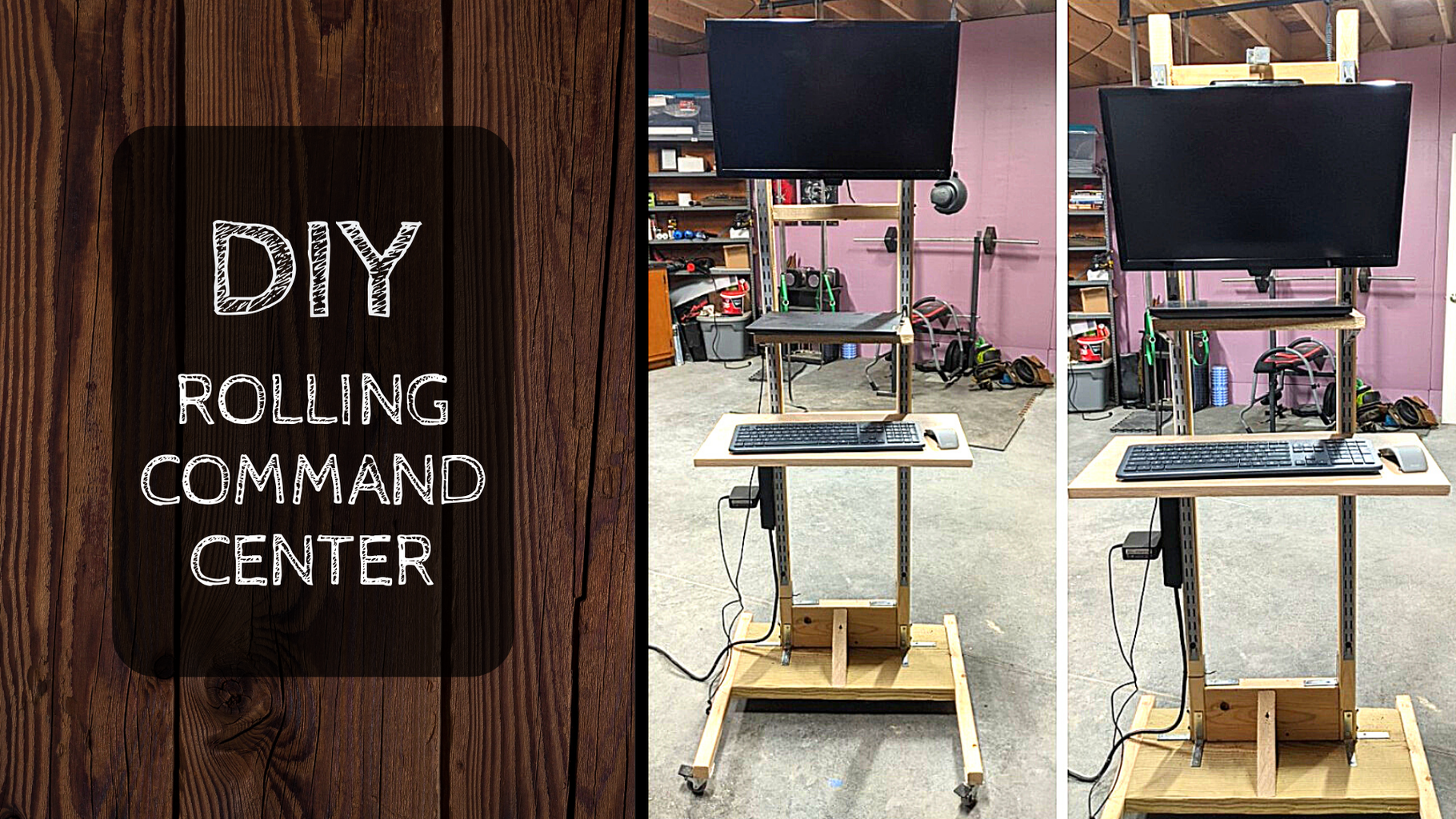 DIY Command Center a Rolling Adjustable Height Desk on a Budget