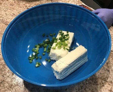 Trim Both Stalks of Scallions in ¼ Inch Pieces Into Bowl