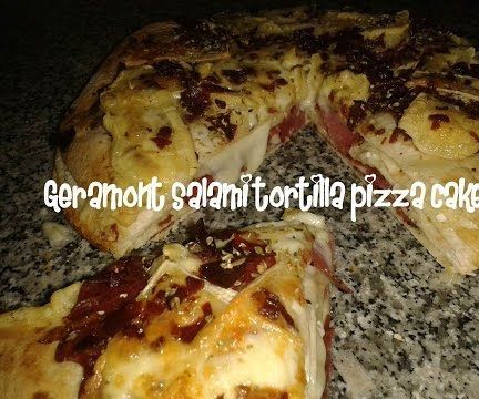 Geramont,  Salami & Smoked Ham Tortilla Pizza Cake Recipe
