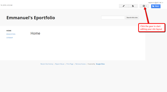 google sites portfolio assignment Site Layout